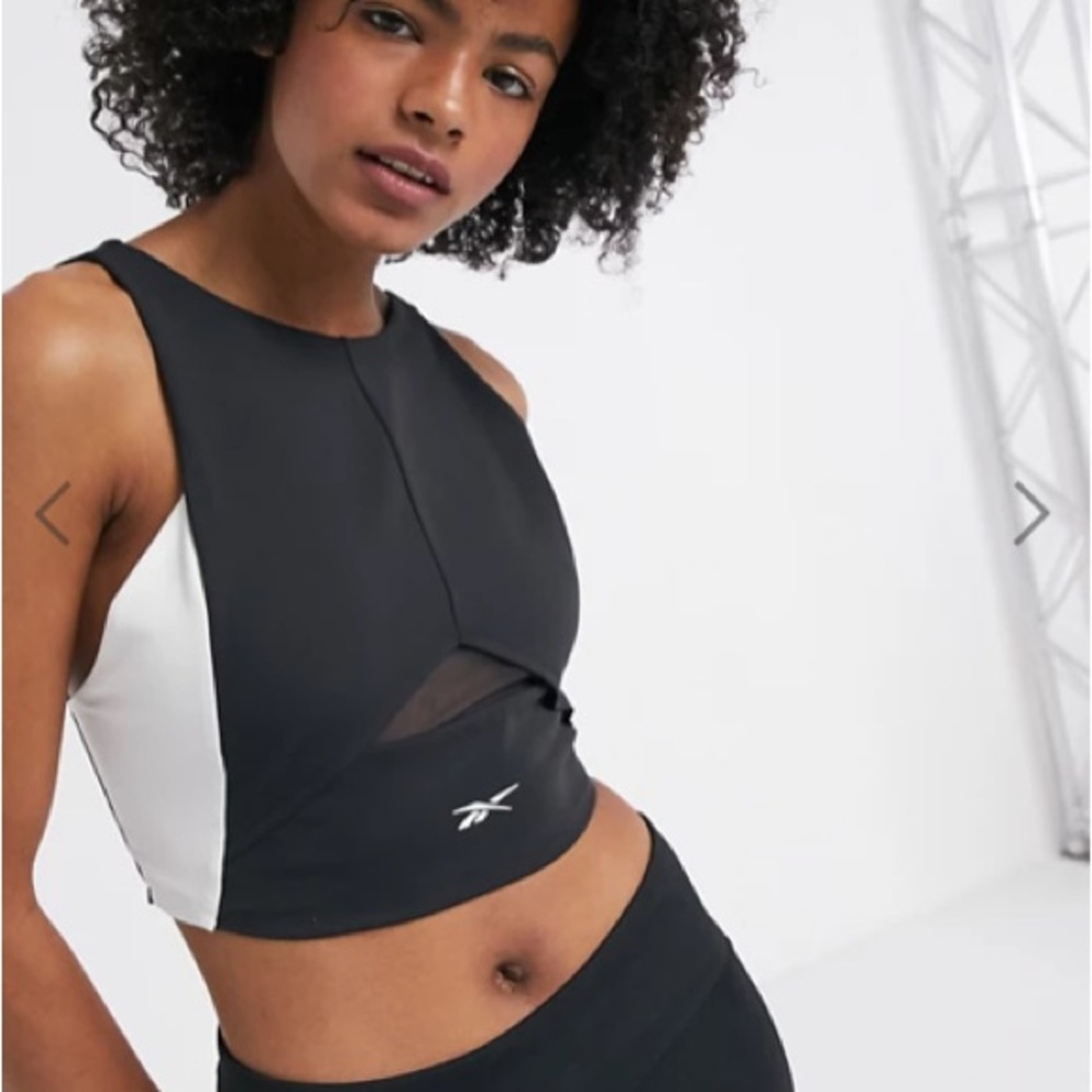 Reebok Training bra in black mesh with open back